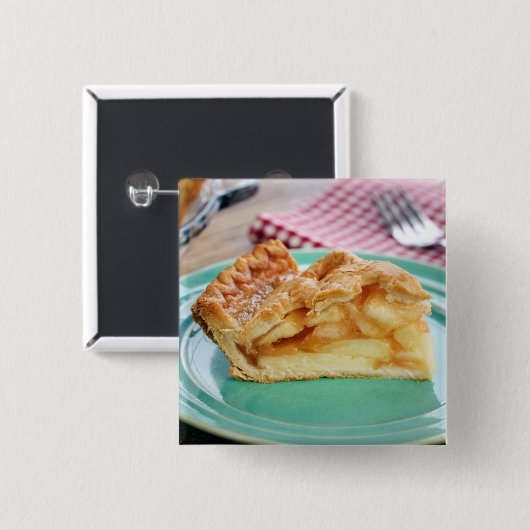 Scheibe von frisch gebackenem Apfelkuchen Button (Vorne & Hinten)