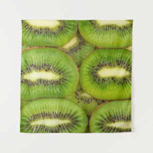 Scheiben aus frischen und reifen Kiwi-Früchten in Wandteppich