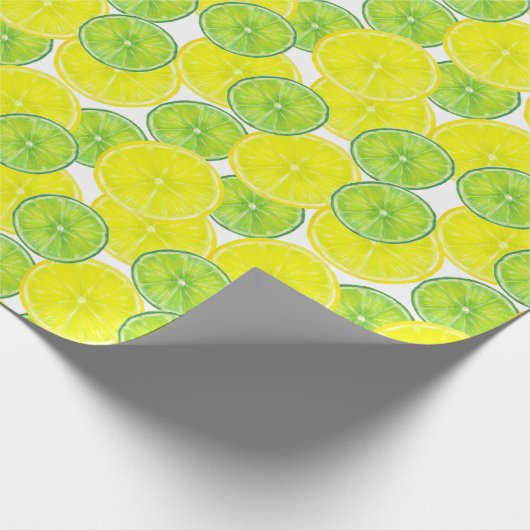 Scheiben aus Limonem Obst und Zitronenfrüchten Geschenkpapier (Ecke)