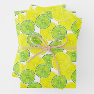 Scheiben aus Limonem Obst und Zitronenfrüchten Geschenkpapier Set
