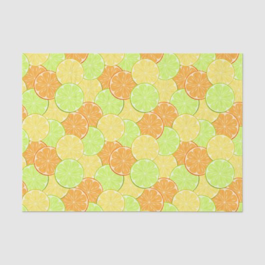 Scheiben aus Orange, Zitrone, Limon Seidenpapier (Vorderseite)