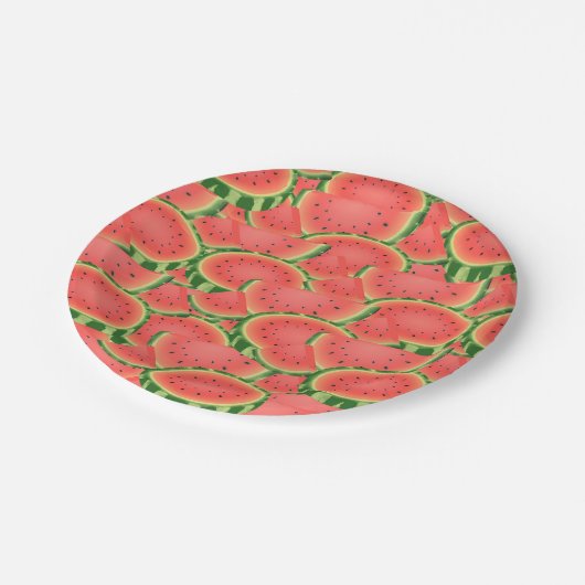 Scheiben des Watermelon-Musters Pappteller (Schrägansicht)