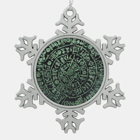 Scheiben-Geschichtscode MI Griechenlands Kreta Schneeflocken Zinn-Ornament (Vorderseite)