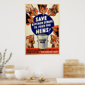 Scheiben - Hennen Gefüttert Poster (Küche)