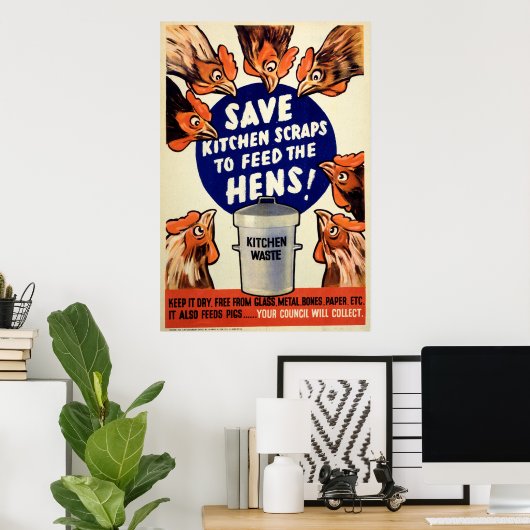 Scheiben - Hennen Gefüttert Poster (Heimbüro)