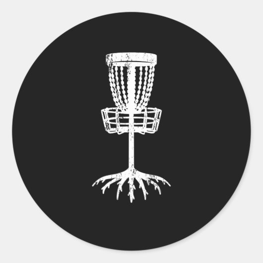 Scheibengolf-Zielbaum-Korbwaldwaldwaldwald Runder Aufkleber (Vorderseite)