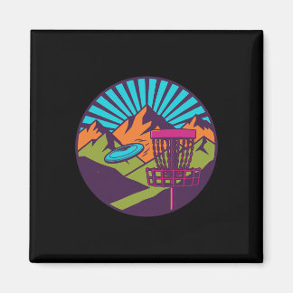 Scheibenkorb für Disc Golf im Sonnenaufgang am Ber Magnet