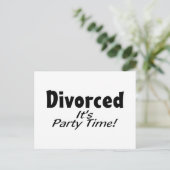 Scheidung ist Party Zeit Einladungspostkarte (Stehend Vorderseite)