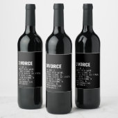 Scheidung ist wie Red Wine Funny Black Wine Label Weinetikett (Flaschen)