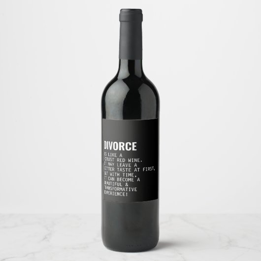 Scheidung ist wie Red Wine Funny Black Wine Label Weinetikett (Vorderseite)