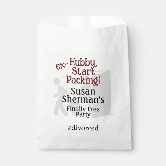Scheidung Party Celebration Ex Hubby Start Packing Geschenktütchen (Vorderseite)