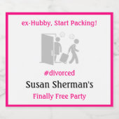 Scheidung Party Celebration Pink endlich frei lust Schaumweinetikett (Einzelnes Label)