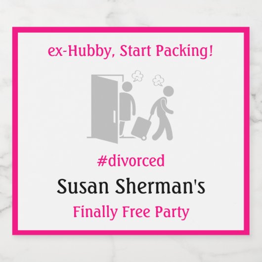 Scheidung Party Celebration Pink endlich frei lust Schaumweinetikett (Einzelnes Label)