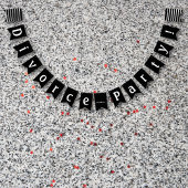 Scheidung Party Celebration Schwarz-weiß Wimpelkette