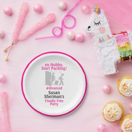 Scheidung Party Dekoration Rosa endlich Freude Pappteller (Party)