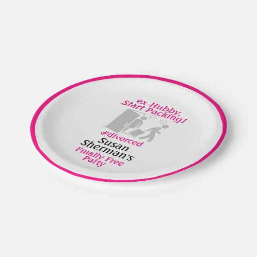 Scheidung Party Dekoration Rosa endlich Freude Pappteller (Schrägansicht)