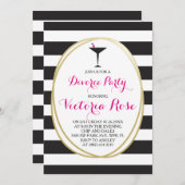 Scheidung Party Einladung ~ Hot Pink, Schwarzer St (Vorne/Hinten)