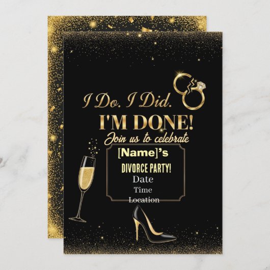 Scheidung Party Einladung - Ich tue, ich habe geta (Vorne/Hinten)