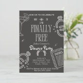 Scheidung Party lädt: Endlich kostenlos, Feiern Einladung (Stehend Vorderseite)