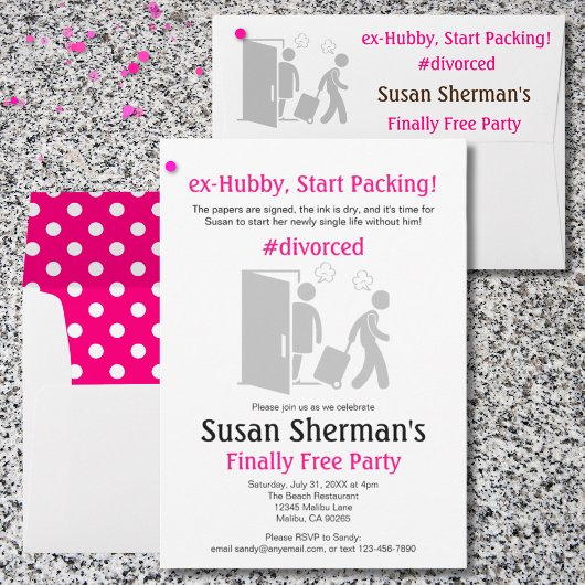 Scheidung Party Niedlich Funny Pink endlich frei Einladung