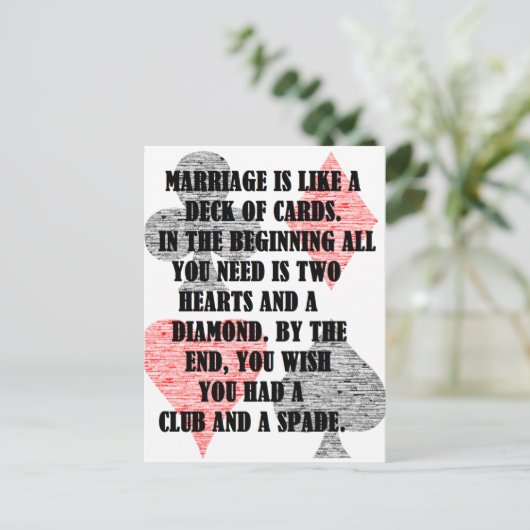 Scheidung: Spaß Postkarte (Stehend Vorderseite)