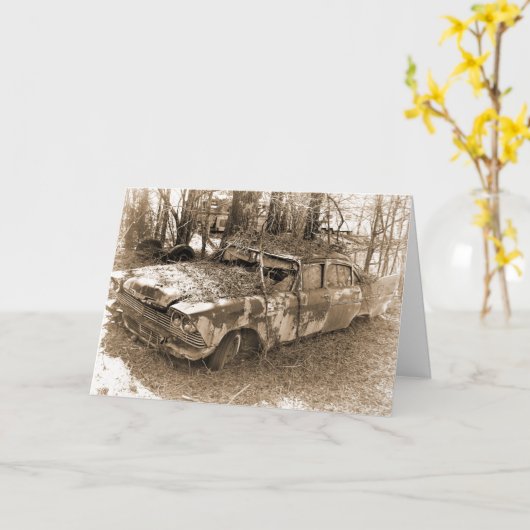 Scheidung, Spaß, Vintages ruiniertes Auto Karte (Gelbe Blume)