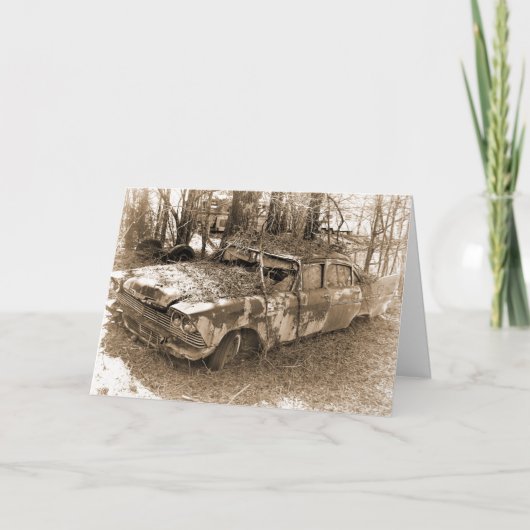 Scheidung, Spaß, Vintages ruiniertes Auto Karte (Vorderseite)