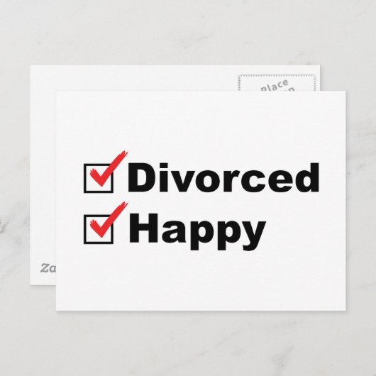 Scheidung und glücklich postkarte (Vorne/Hinten)
