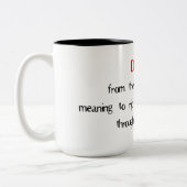 Scheidung von der lateinischen Wortbedeutung Zweifarbige Tasse (Links)