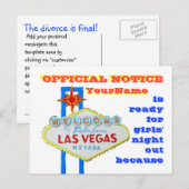 Scheidungs-Las Vegas-Art-Mitteilung Ankündigungspostkarte (Vorne/Hinten)