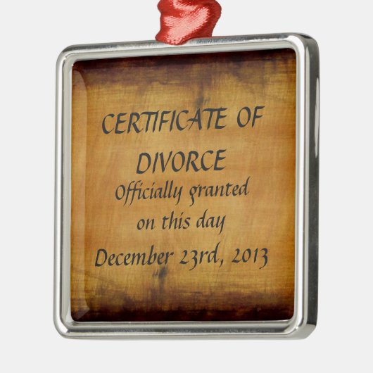 Scheidungsbescheinigung Silbernes Ornament (Links)