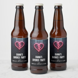 Scheidungsfeier bei gebrochenem Herzen Bierflaschenetikett