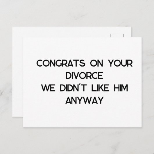 Scheidungsglückwünsche Postkarte (Vorne/Hinten)