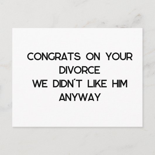 Scheidungsglückwünsche Postkarte (Vorderseite)