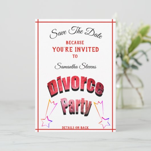 Scheidungsname Party Name beliebiges Datum und Ort Save The Date (Stehend Vorderseite)