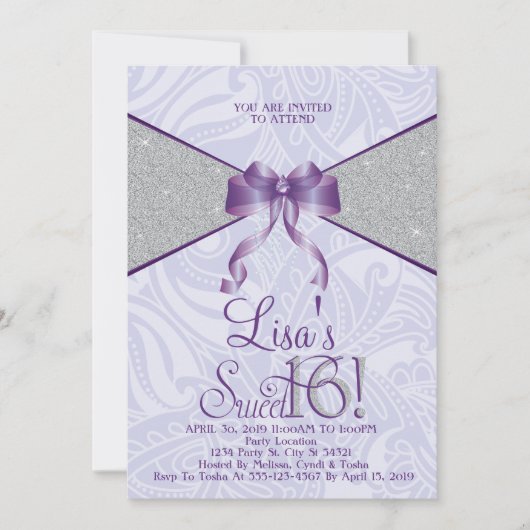 Schein 16. Geburtstag, Glitzer-Einladungen Einladung (Vorderseite)