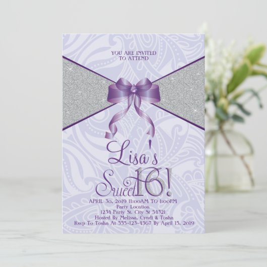 Schein 16. Geburtstag, Glitzer-Einladungen Einladung (Stehend Vorderseite)