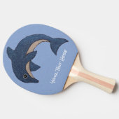 Schein-dunkelblauer weißer Delphin-springende Tischtennis Schläger (Seitenansicht)