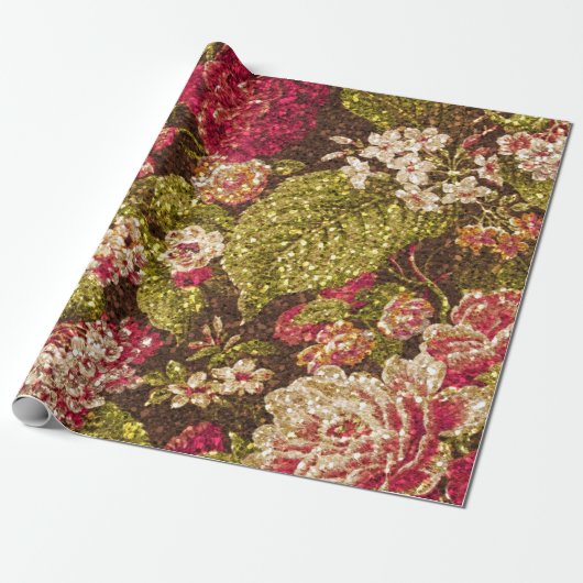 Schein-Effekt-Blumenbrokat Geschenkpapier (Ungerollt)