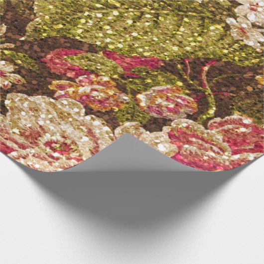 Schein-Effekt-Blumenbrokat Geschenkpapier (Ecke)