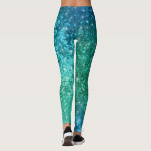 Schein-Glitzer-Meerjungfrau-Leggings - blaues Grü Leggings