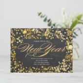 Schein-Glitzer-neue Jahr-Einladung Einladung (Stehend Vorderseite)