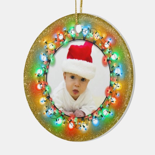 Schein-Goldweihnachtsbirnen mit Foto Keramik Ornament (Links)