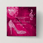 Schein-Heels-danken rosa Disco-Ball-Geburtstag Button (Vorderseite)