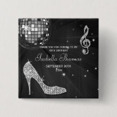 Schein-Heels-danken schwarzer Button (Vorderseite)