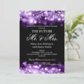 Schein-Lichter Herr-Frau Couples Shower Purple Einladung (Stehend Vorderseite)