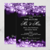 Schein-Lichter Herr-Frau Couples Shower Purple Einladung (Vorne/Hinten)