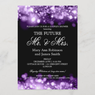 Schein-Lichter Herr-Frau Couples Shower Purple Einladung