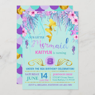 Schein-Meerjungfrau unter dem Seegeburtstag Einladung