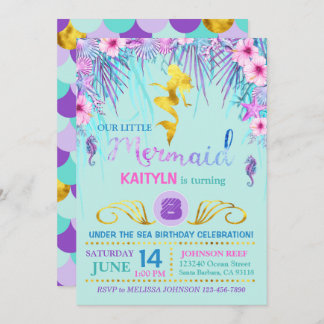 Schein-Meerjungfrau unter dem Seegeburtstag Einladung